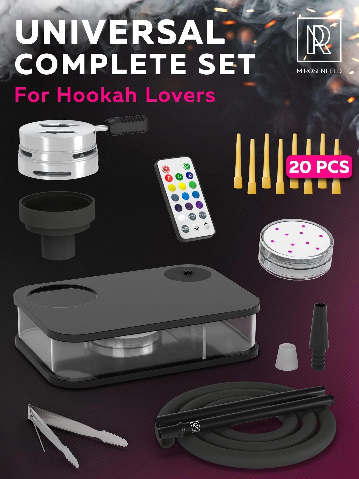 Black Hookah Set Premium Portable Hookah Set with Everything and Travel Case