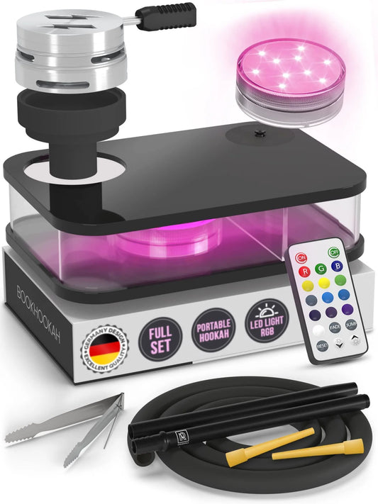 Black Hookah Set Premium Portable Hookah Set with Everything and Travel Case